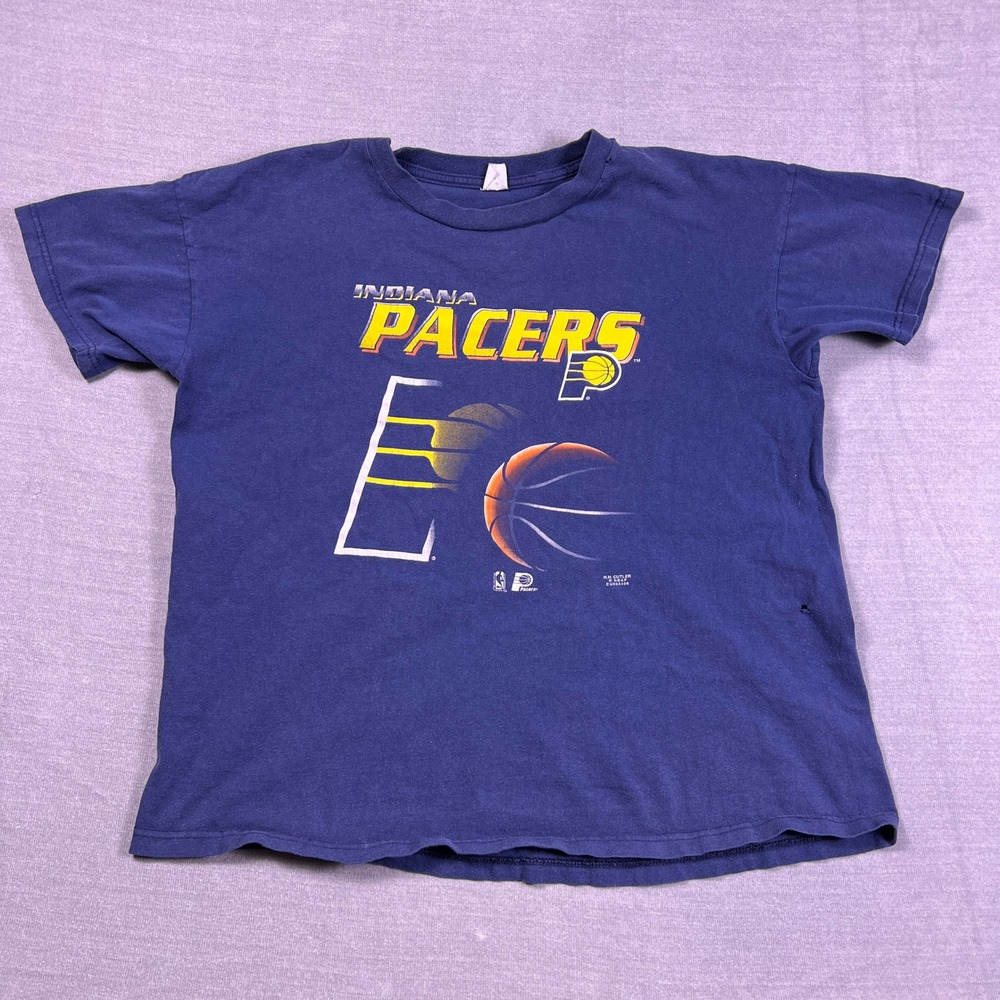 Vintage Indiana Pacers NBA Kids T-Shirt Blue Cutler Basketball Youth L 14-16